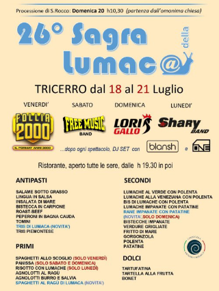 Tricerro si prepara alla 26ª Sagra della Lumaca: quattro giorni di gusto e musica dal vivo